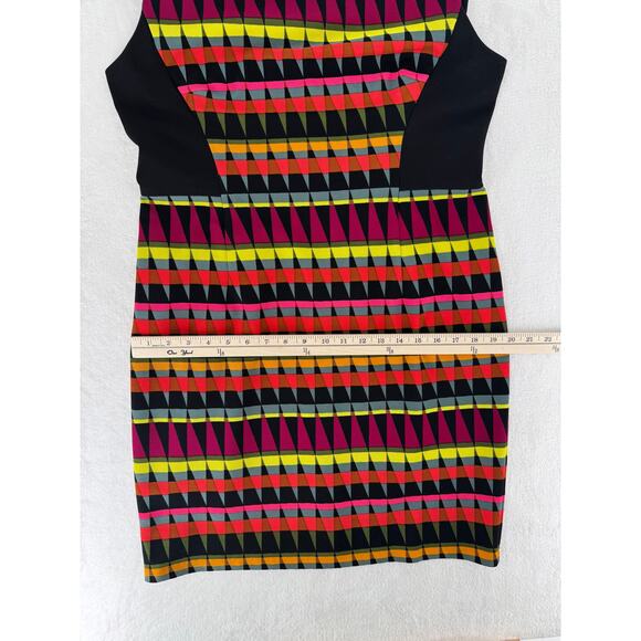 London Times Black Multi Geometric Sleeveless Dress Knee Length Sheath 14 - Picture 10 of 10